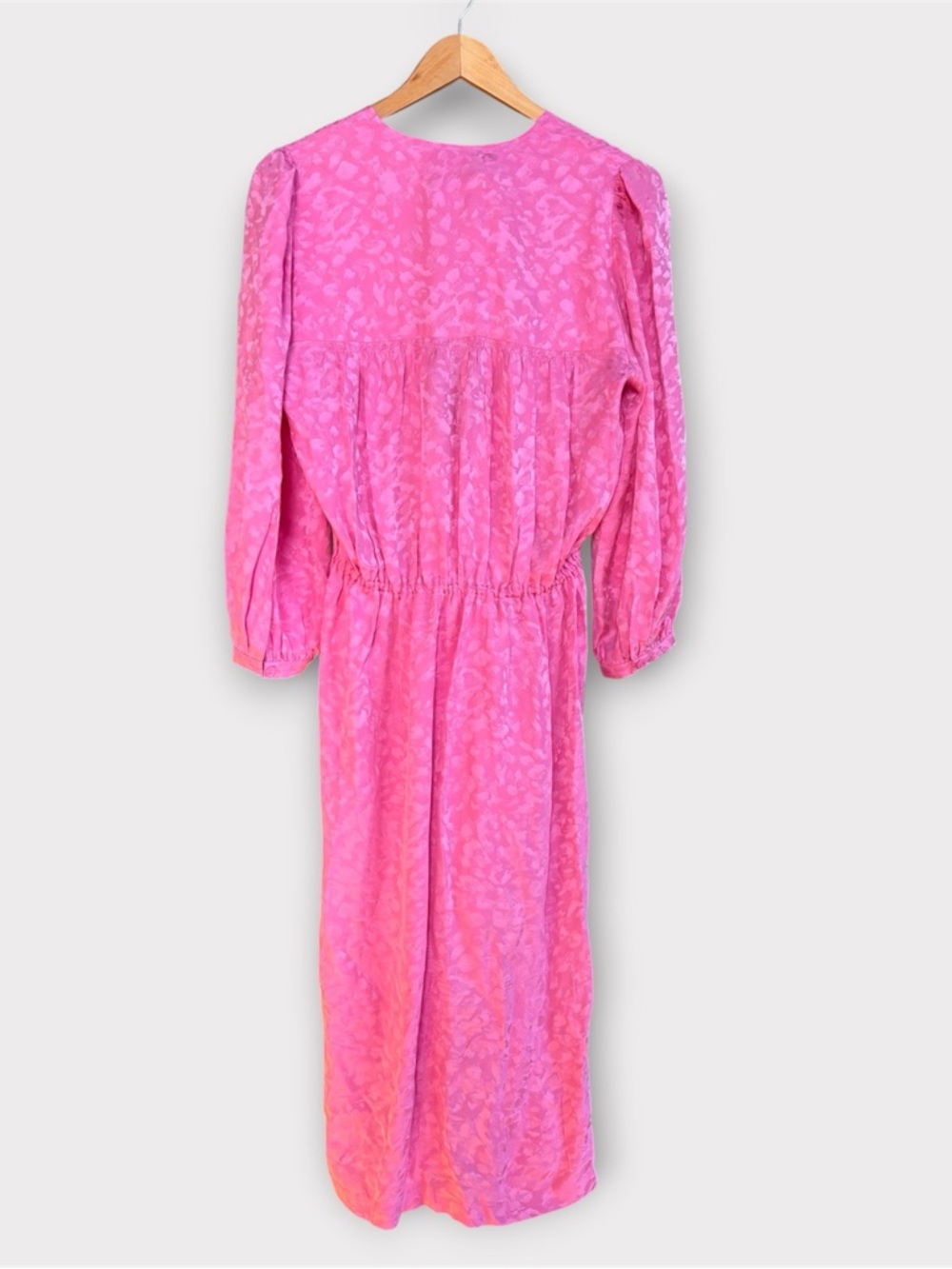 Zadig & Voltaire NWT Silk Jacquard Pink Midi Dress Draped Waist $698 - Picture 13 of 16